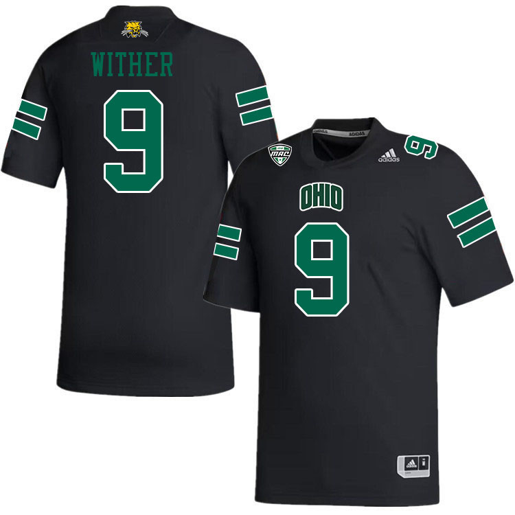 Ohio Bobcats #9 Callum Wither College Football Jerseys Stitched-Black